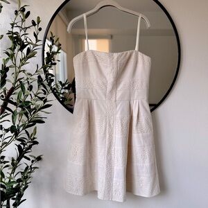 BCBGMAXAZRIA Elegant Cream Beige Strapless Cocktail Party Dress, Women’s 12